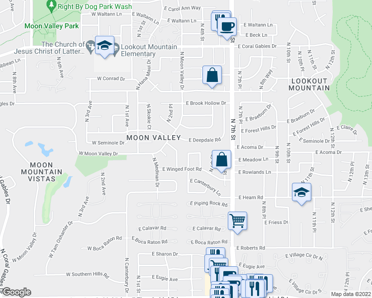 map of restaurants, bars, coffee shops, grocery stores, and more near 14426 North 5th Street in Phoenix