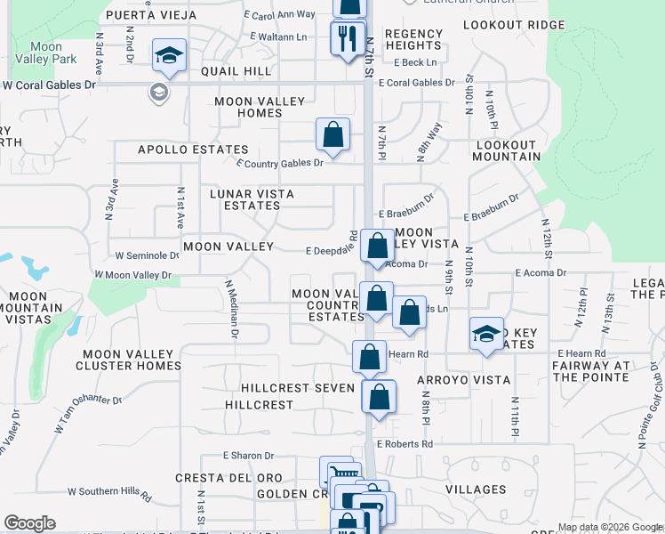 map of restaurants, bars, coffee shops, grocery stores, and more near 14436 North 6th Place in Phoenix