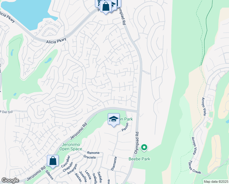 map of restaurants, bars, coffee shops, grocery stores, and more near 23692 Ribalta in Mission Viejo