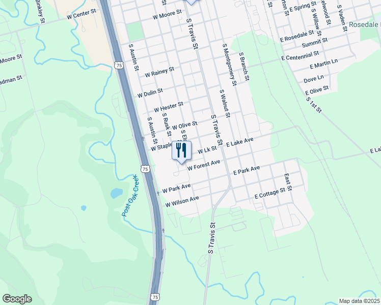 map of restaurants, bars, coffee shops, grocery stores, and more near 221 West Lake Avenue in Sherman