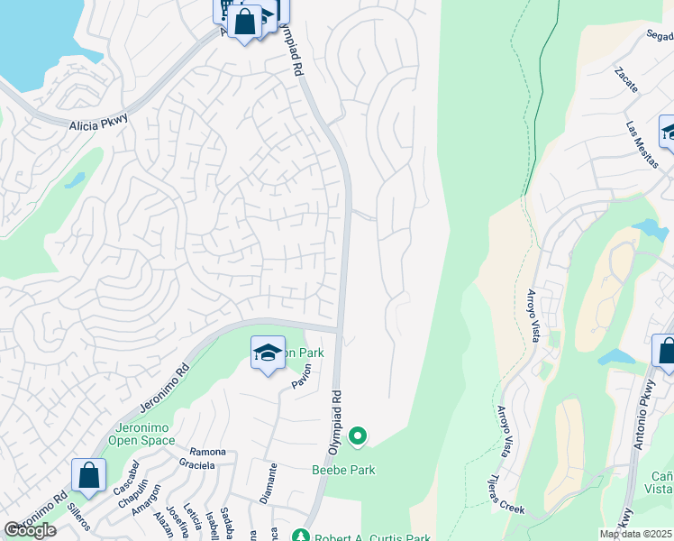 map of restaurants, bars, coffee shops, grocery stores, and more near 23692 Villena in Mission Viejo