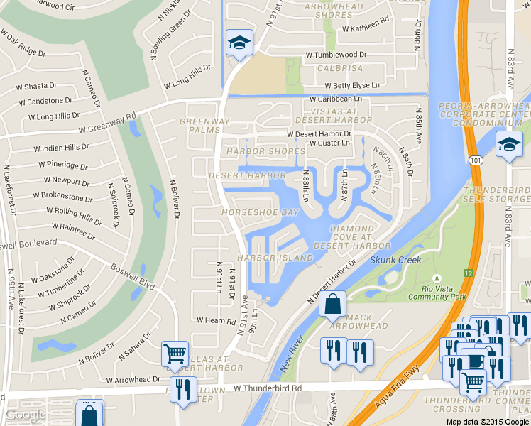 map of restaurants, bars, coffee shops, grocery stores, and more near 9029 West Lisbon Lane in Peoria