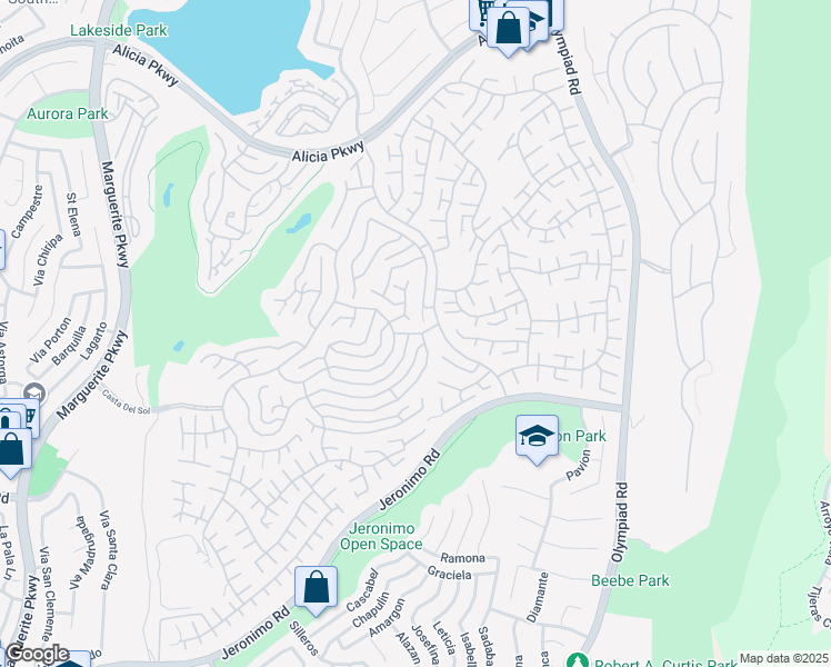 map of restaurants, bars, coffee shops, grocery stores, and more near 28211 Calle Espina in Mission Viejo