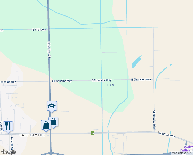 map of restaurants, bars, coffee shops, grocery stores, and more near 2265 East Chanslor Way in Blythe