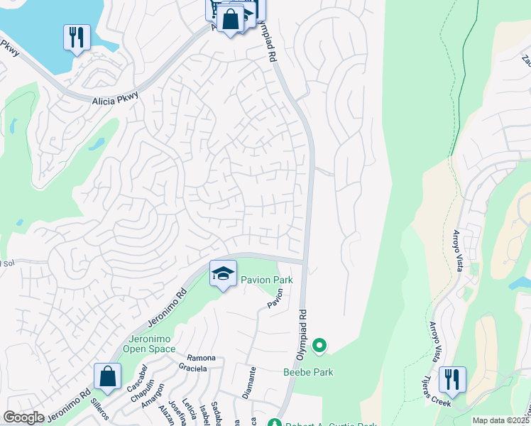 map of restaurants, bars, coffee shops, grocery stores, and more near 23811 Villena in Mission Viejo