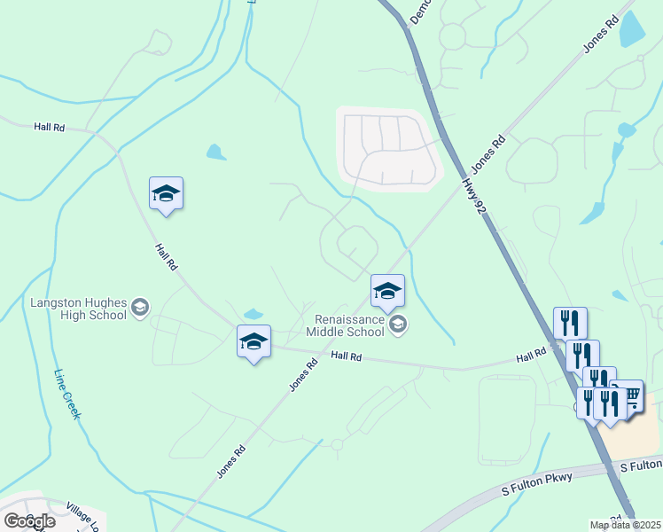 map of restaurants, bars, coffee shops, grocery stores, and more near 5036 Estonian Drive in Fairburn
