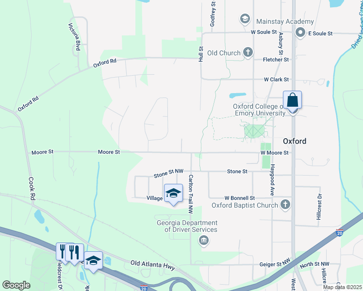 map of restaurants, bars, coffee shops, grocery stores, and more near College Walk in Oxford