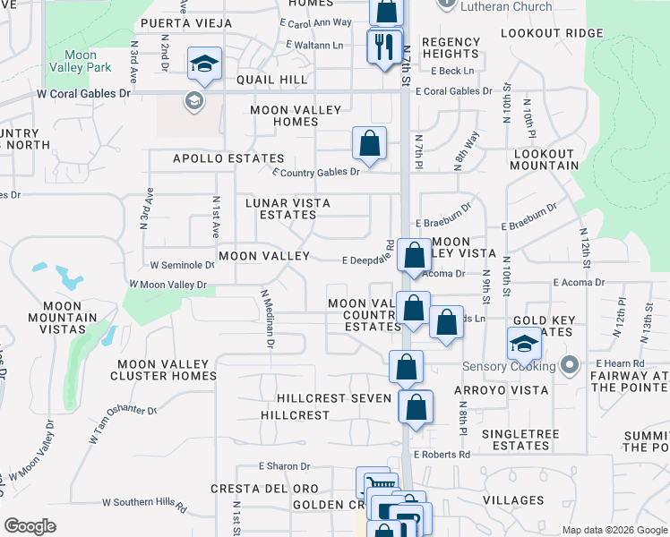 map of restaurants, bars, coffee shops, grocery stores, and more near 14426 North 5th Street in Phoenix