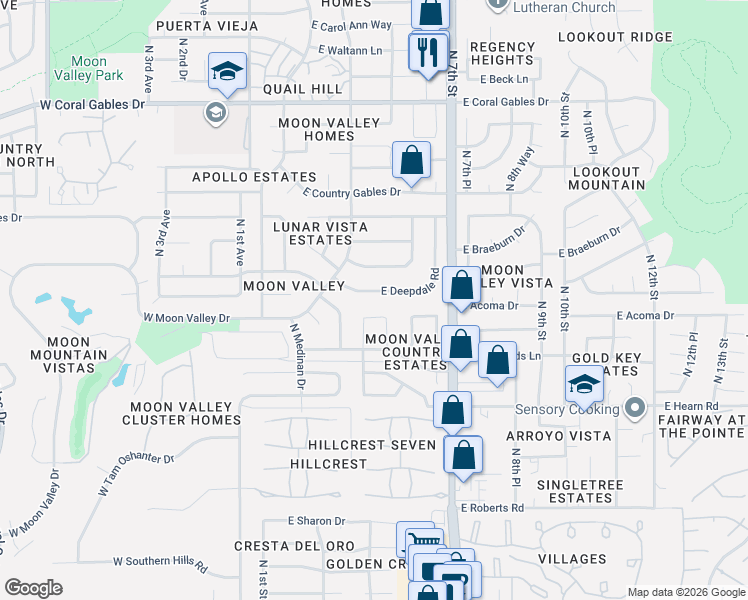 map of restaurants, bars, coffee shops, grocery stores, and more near 14426 North 5th Street in Phoenix