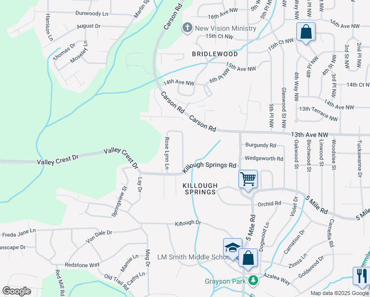 map of restaurants, bars, coffee shops, grocery stores, and more near 1213 Lynn Acres Drive in Birmingham