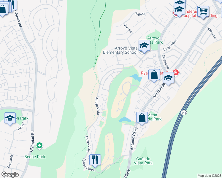 map of restaurants, bars, coffee shops, grocery stores, and more near 44 Pinzon in Rancho Santa Margarita