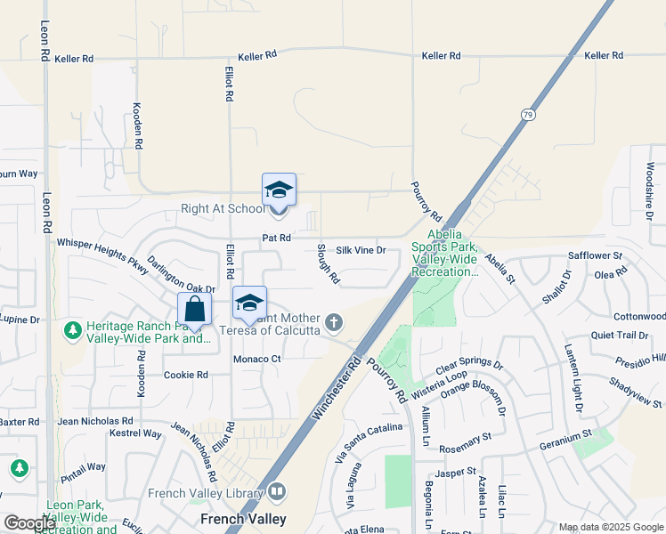 map of restaurants, bars, coffee shops, grocery stores, and more near 34633 Slough Road in Winchester
