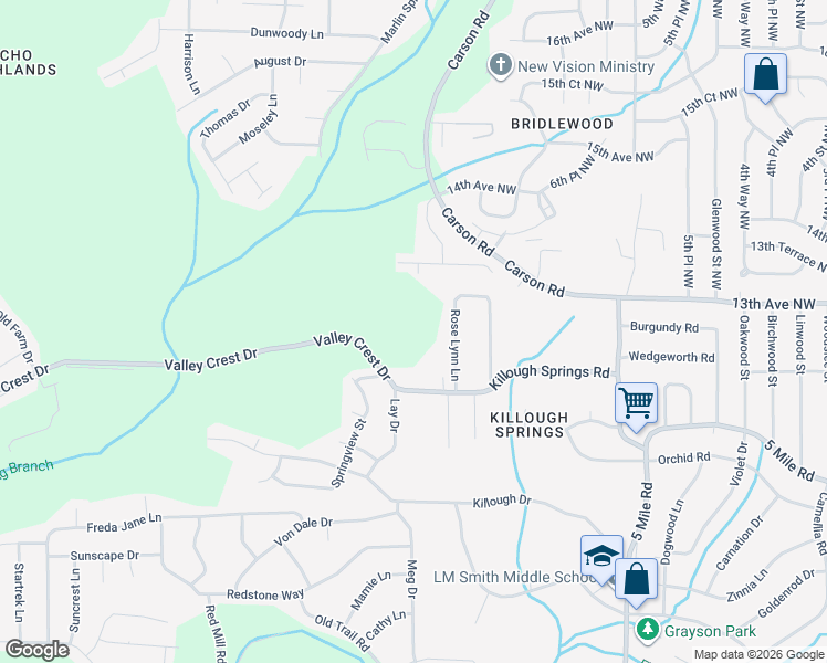 map of restaurants, bars, coffee shops, grocery stores, and more near 204 Killough Springs Road in Birmingham