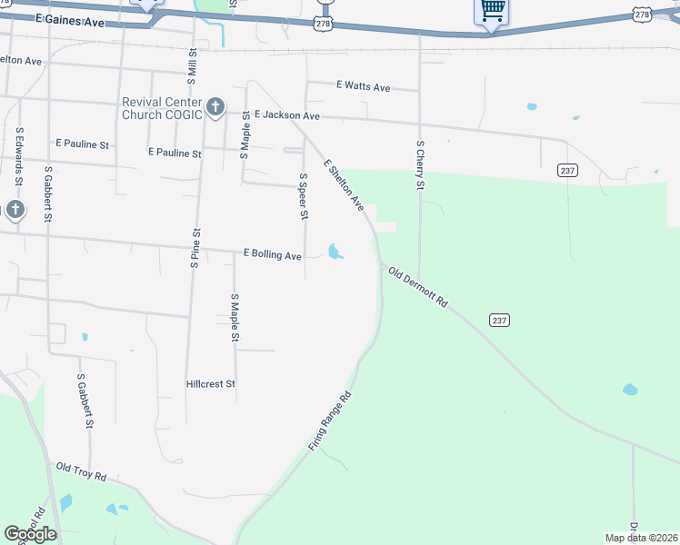 map of restaurants, bars, coffee shops, grocery stores, and more near 1384 East Shelton Avenue in Monticello