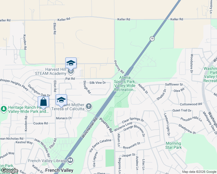 map of restaurants, bars, coffee shops, grocery stores, and more near 34567 Spindle Tree Street in Winchester