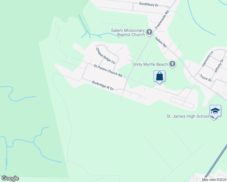 map of restaurants, bars, coffee shops, grocery stores, and more near 117 Burkridge West Drive in Myrtle Beach