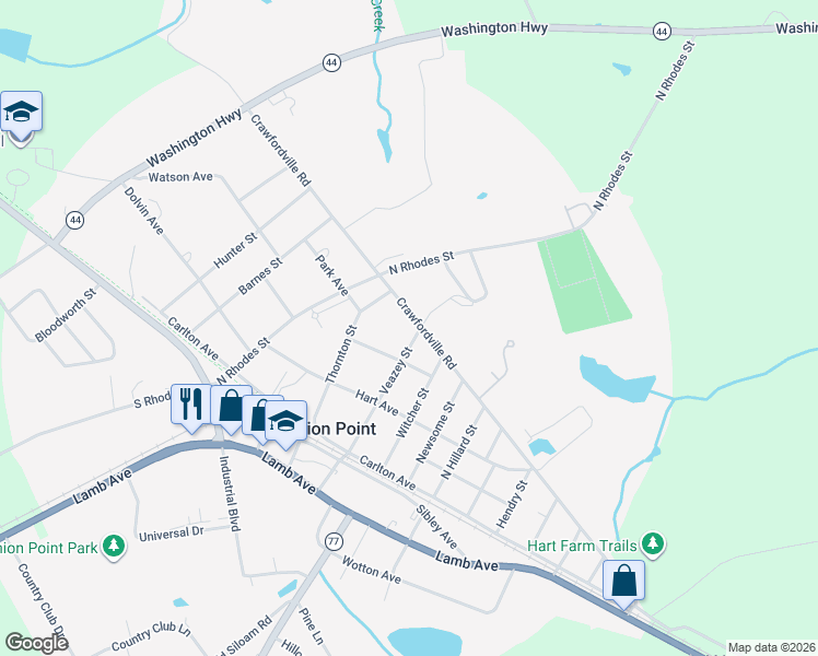 map of restaurants, bars, coffee shops, grocery stores, and more near 531-533 Crawfordville Road in Union Point