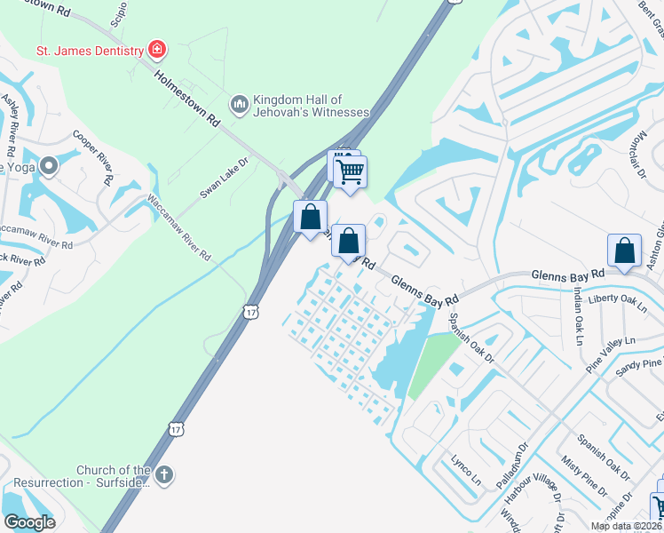 map of restaurants, bars, coffee shops, grocery stores, and more near 2280H Andover Drive in Surfside Beach