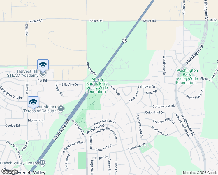 map of restaurants, bars, coffee shops, grocery stores, and more near 34550 Agonis Way in Winchester