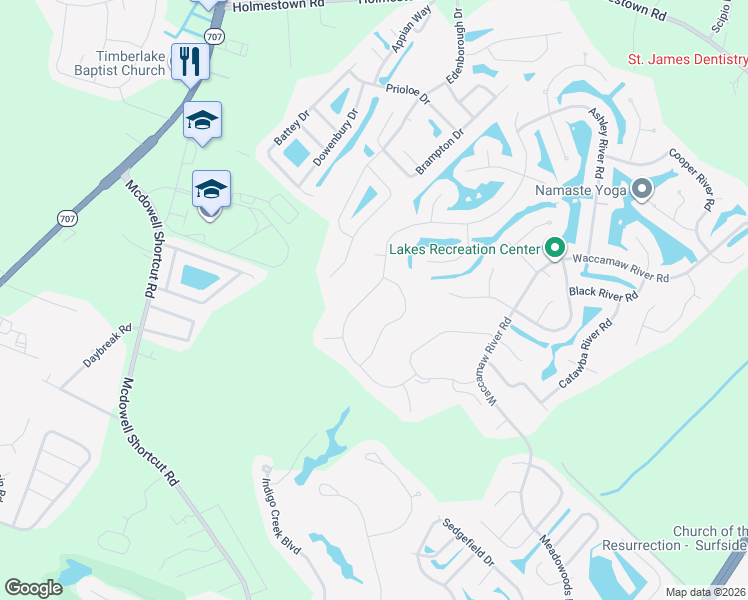 map of restaurants, bars, coffee shops, grocery stores, and more near 615 Broad River Rd in Myrtle Beach