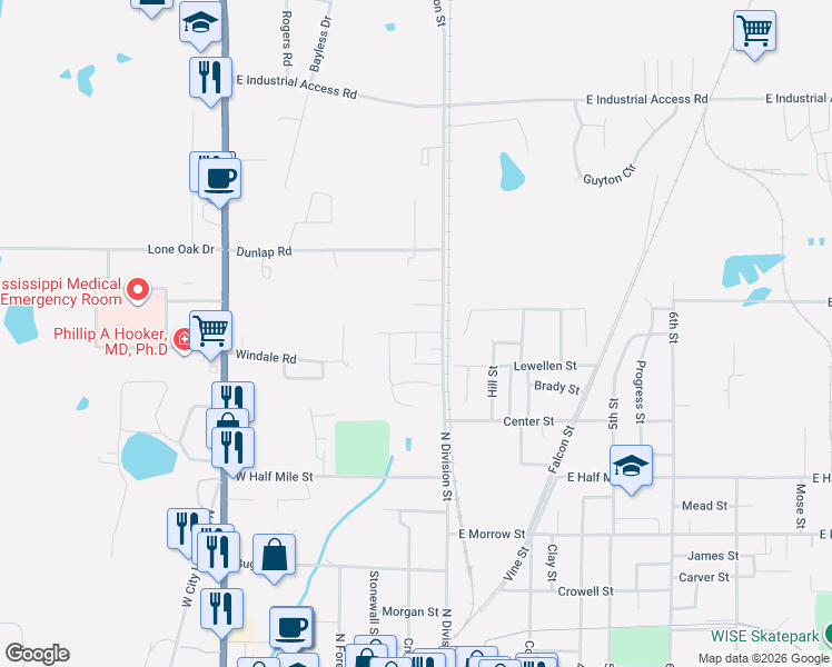 map of restaurants, bars, coffee shops, grocery stores, and more near 105 Cherry Lane in West Point