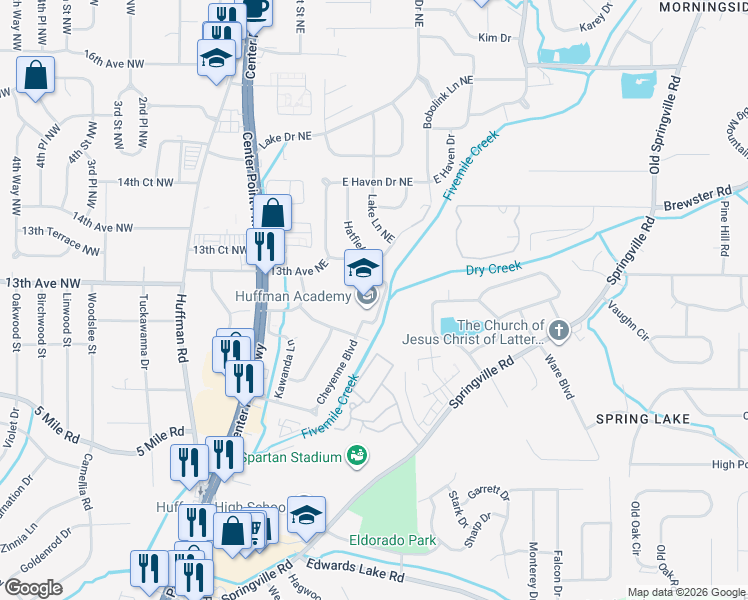 map of restaurants, bars, coffee shops, grocery stores, and more near 1212 Cheyenne Boulevard in Birmingham