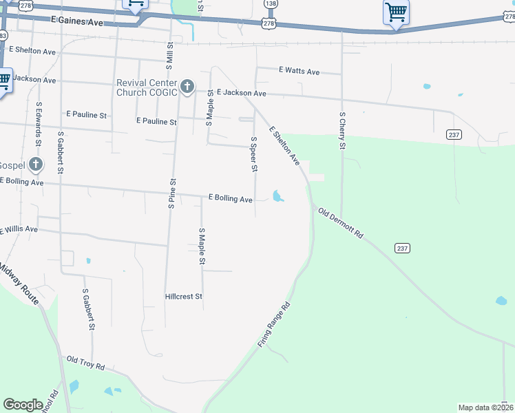 map of restaurants, bars, coffee shops, grocery stores, and more near 705 East Bolling Avenue in Monticello