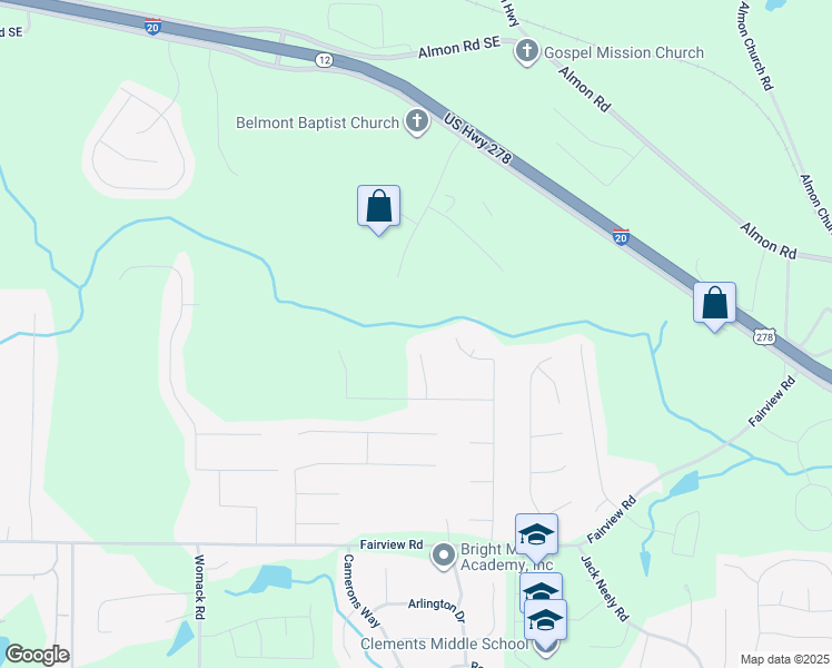 map of restaurants, bars, coffee shops, grocery stores, and more near 75 Fairwoods Court in Covington