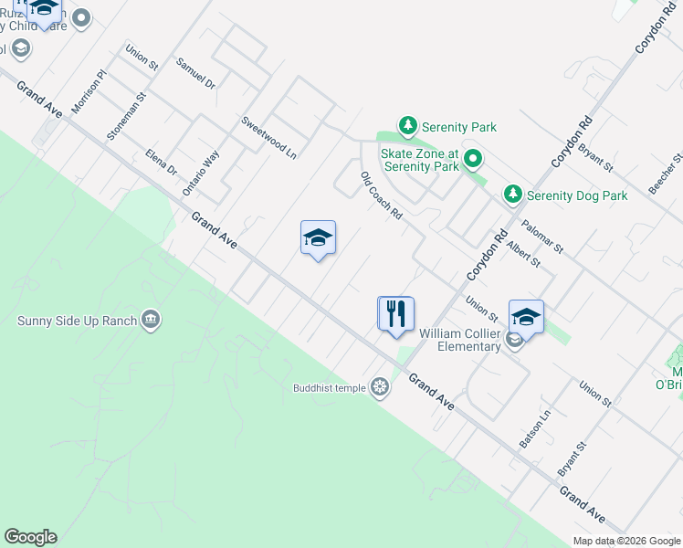 map of restaurants, bars, coffee shops, grocery stores, and more near 32861 Brechtel Street in Lake Elsinore