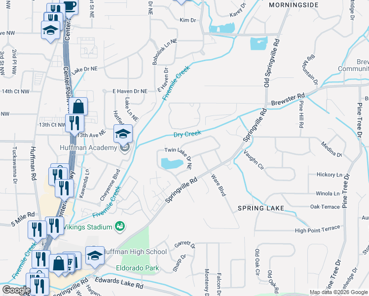 map of restaurants, bars, coffee shops, grocery stores, and more near 1316 Orlando Circle Northeast in Birmingham