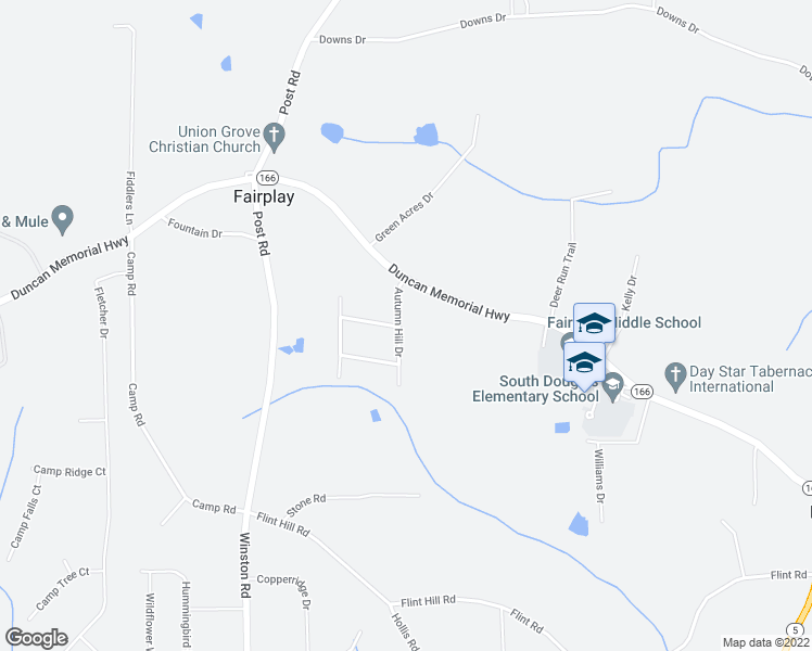 map of restaurants, bars, coffee shops, grocery stores, and more near 6882 Autumn Hill Drive in Douglasville