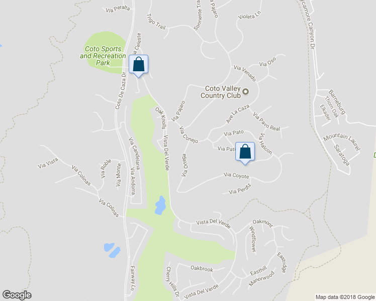 map of restaurants, bars, coffee shops, grocery stores, and more near 23652 Vía Ortega in Coto de Caza