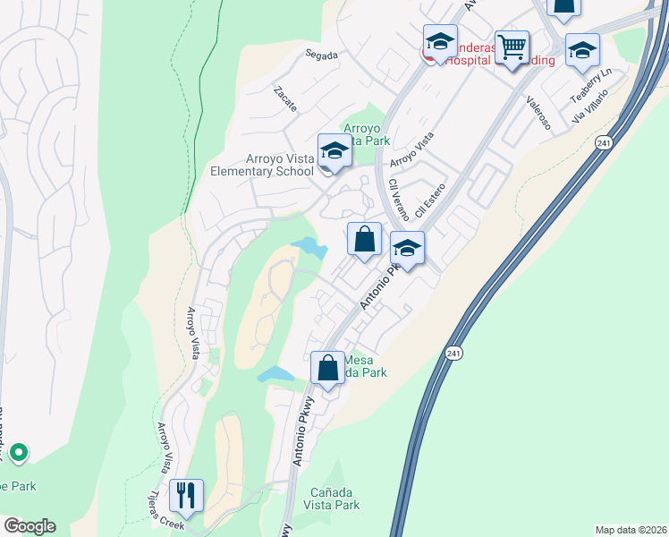 map of restaurants, bars, coffee shops, grocery stores, and more near 39 Vía Pausa in Rancho Santa Margarita