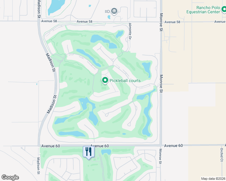 map of restaurants, bars, coffee shops, grocery stores, and more near 58990 Marbella in La Quinta