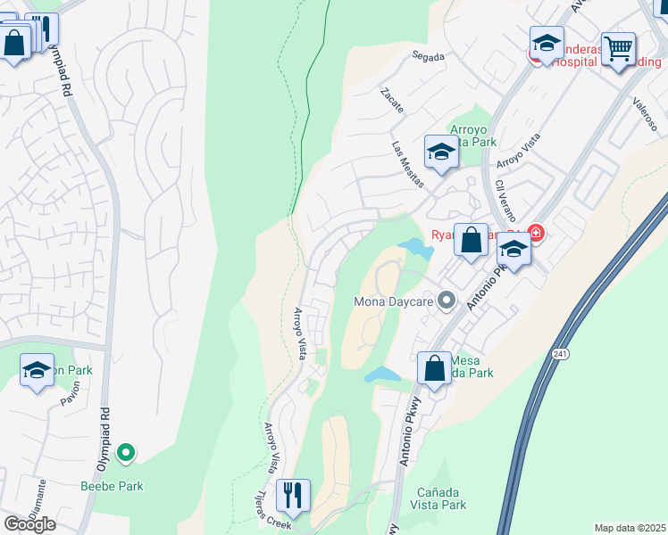 map of restaurants, bars, coffee shops, grocery stores, and more near 22 Pinzon in Rancho Santa Margarita