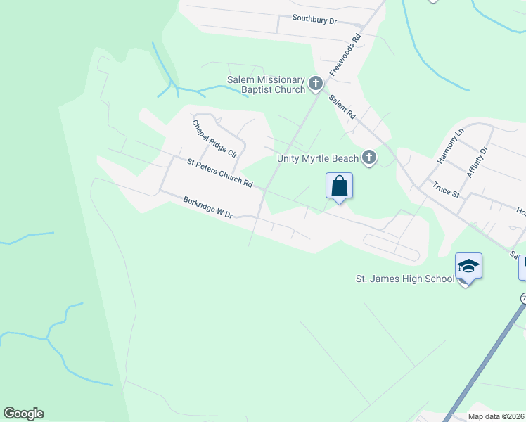 map of restaurants, bars, coffee shops, grocery stores, and more near 11551 Freewoods Road in Myrtle Beach