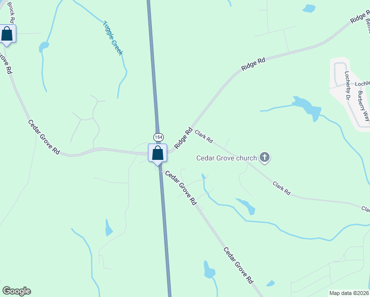 map of restaurants, bars, coffee shops, grocery stores, and more near 8650 Ridge Road in Fairburn