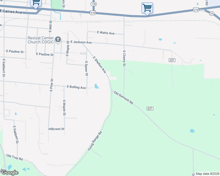 map of restaurants, bars, coffee shops, grocery stores, and more near 1384 East Shelton Avenue in Monticello