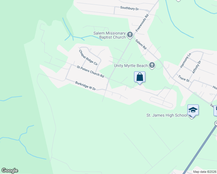 map of restaurants, bars, coffee shops, grocery stores, and more near 11551 Freewoods Road in Myrtle Beach