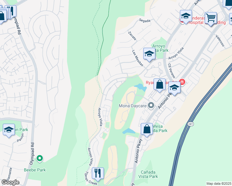 map of restaurants, bars, coffee shops, grocery stores, and more near 22 Pinzon in Rancho Santa Margarita