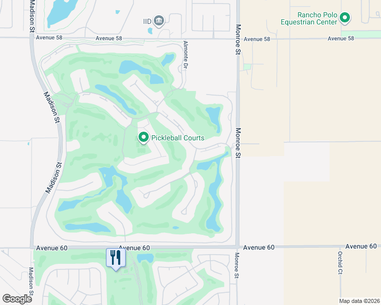 map of restaurants, bars, coffee shops, grocery stores, and more near 59065 Almeria in La Quinta