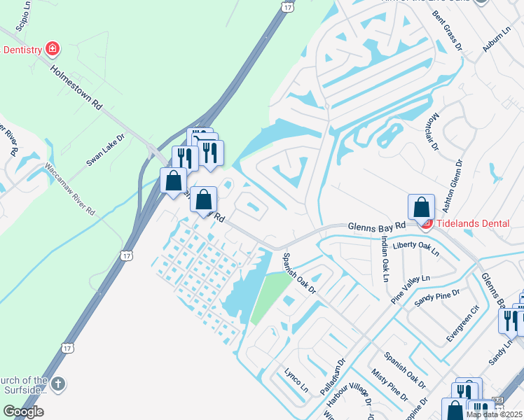 map of restaurants, bars, coffee shops, grocery stores, and more near 8562 Hopkins Circle in Myrtle Beach