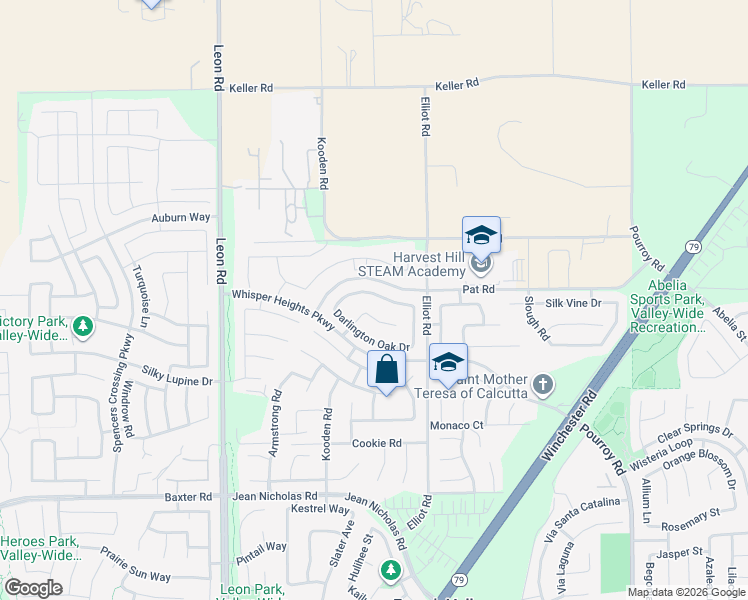 map of restaurants, bars, coffee shops, grocery stores, and more near 31401 Partridgeberry Drive in Winchester