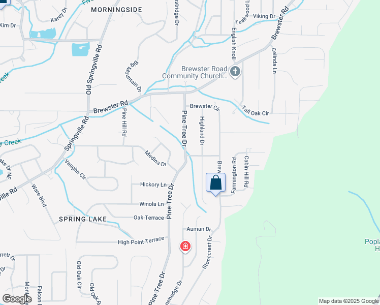 map of restaurants, bars, coffee shops, grocery stores, and more near 1501 Pine Tree Drive in Birmingham