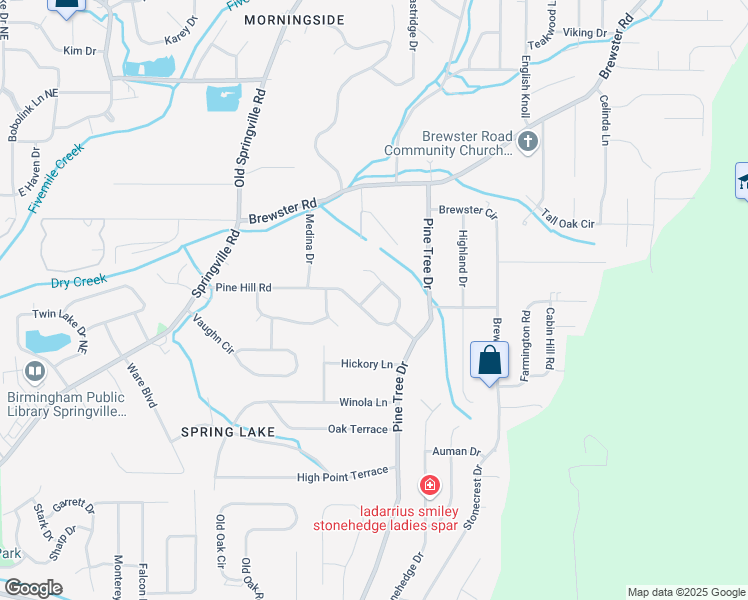 map of restaurants, bars, coffee shops, grocery stores, and more near 1433 Mesa Lane in Birmingham