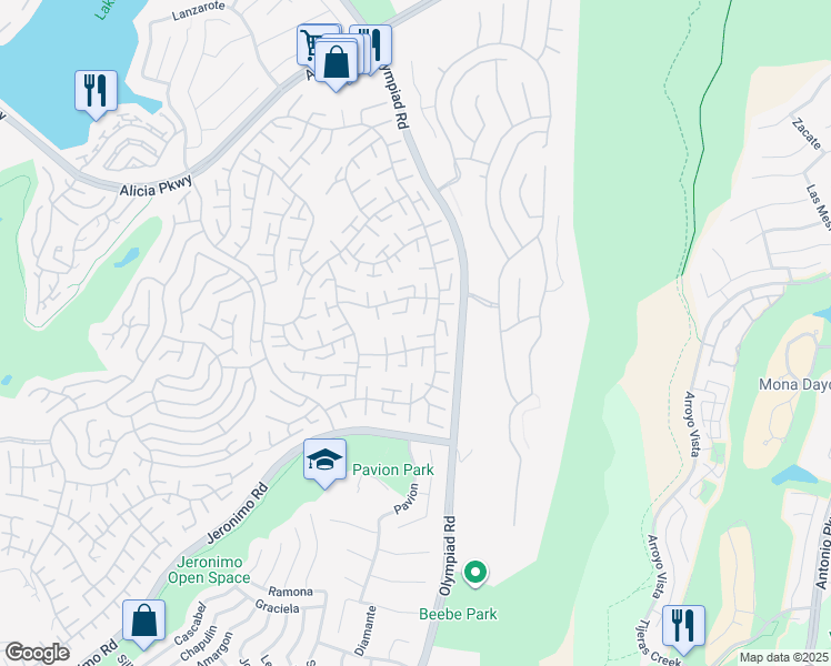 map of restaurants, bars, coffee shops, grocery stores, and more near 28525 Cano in Mission Viejo