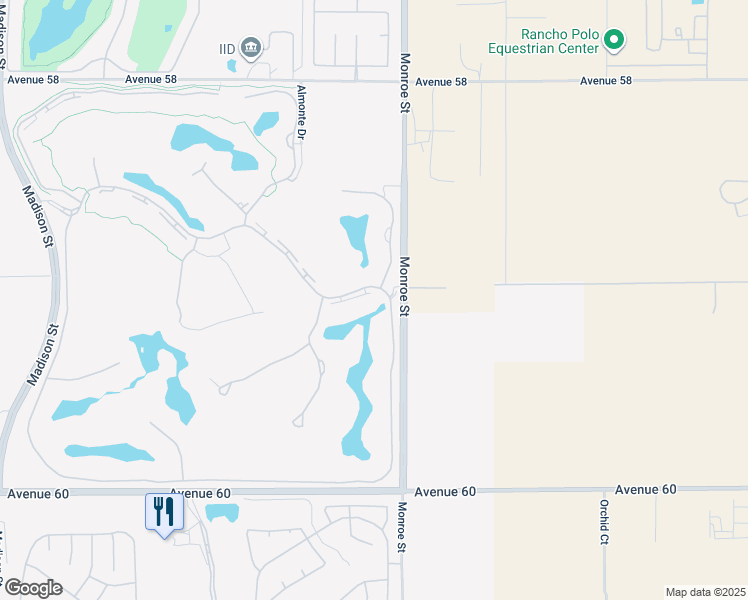 map of restaurants, bars, coffee shops, grocery stores, and more near 81965 Andalusia in La Quinta