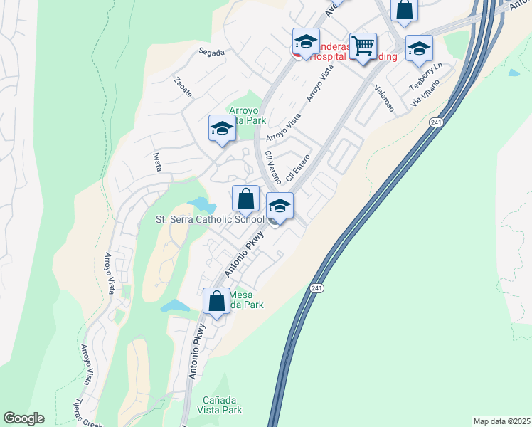 map of restaurants, bars, coffee shops, grocery stores, and more near 2 Vía Contento in Rancho Santa Margarita