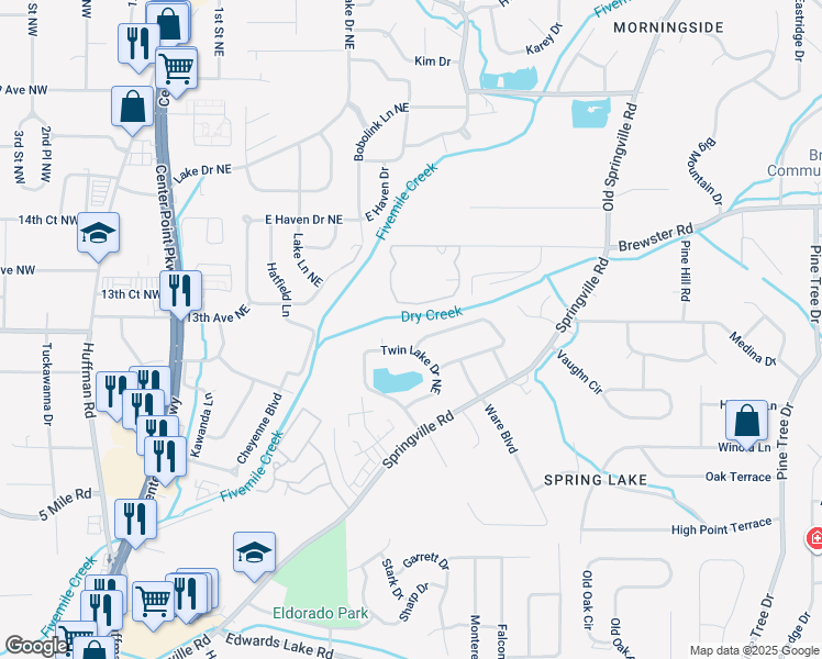 map of restaurants, bars, coffee shops, grocery stores, and more near 1316 Orlando Circle Northeast in Birmingham