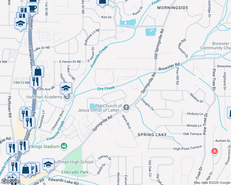map of restaurants, bars, coffee shops, grocery stores, and more near 1341 Orlando Circle Northeast in Birmingham